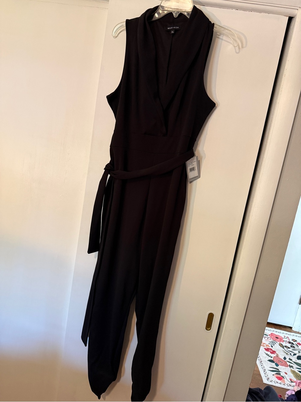 Nordstrom Black Sleeveless Wrap-Style Jumpsuit